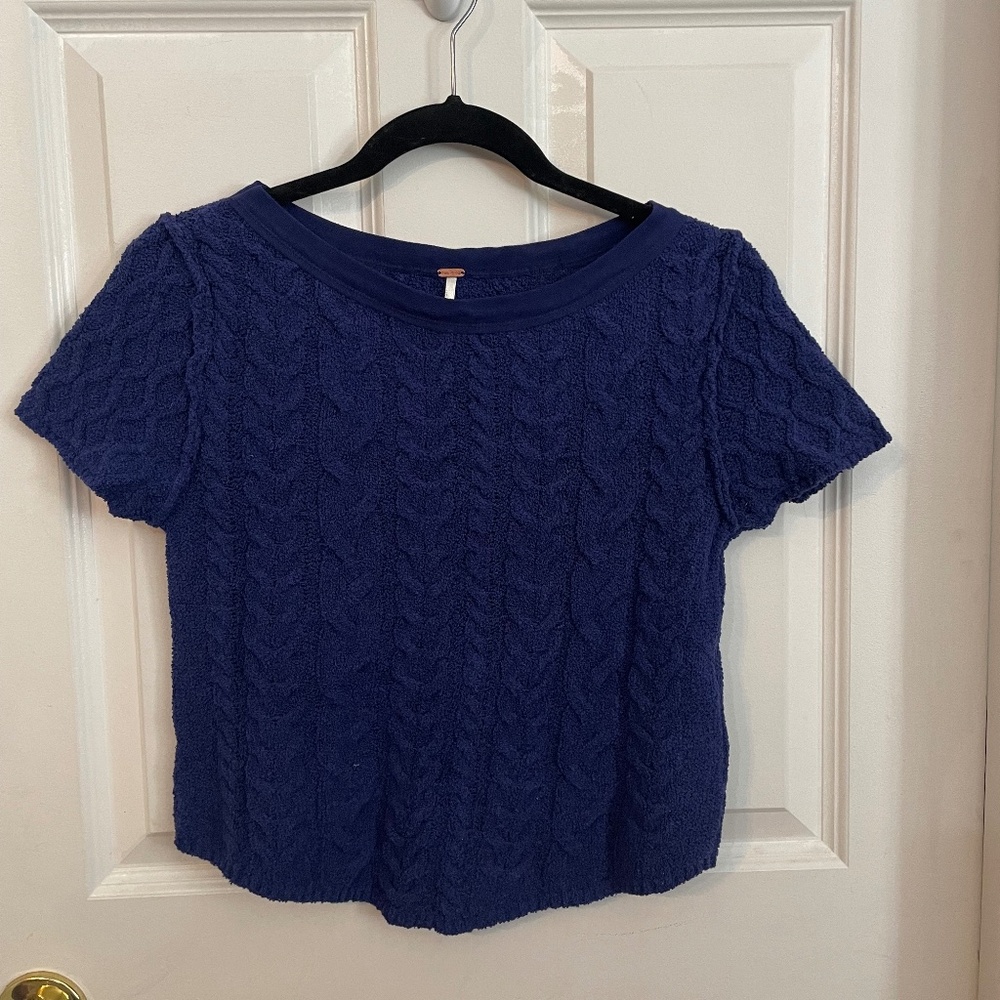 Free People Short Sleeve Cable Knit Sweater